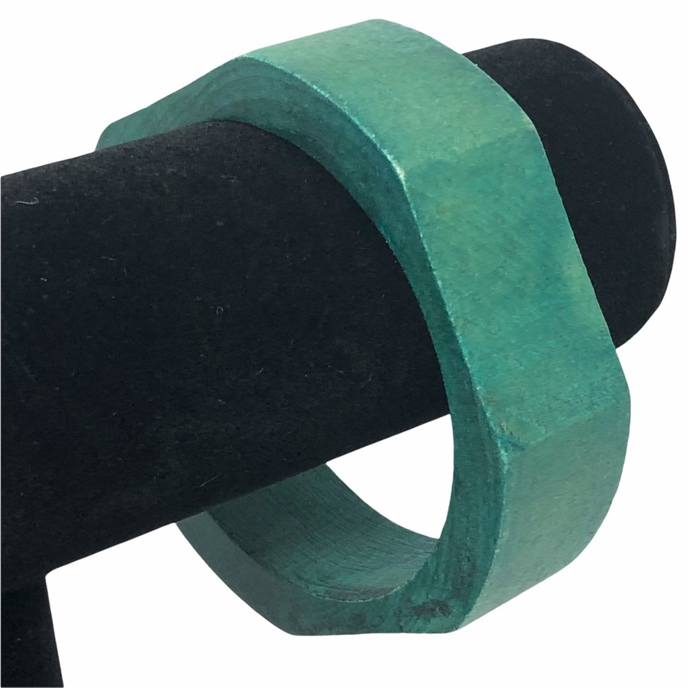 Solid Wooden Bangle Teal Bracelet Turquoise Thick Chunky Geometric Boxed… - Picture 2 of 5